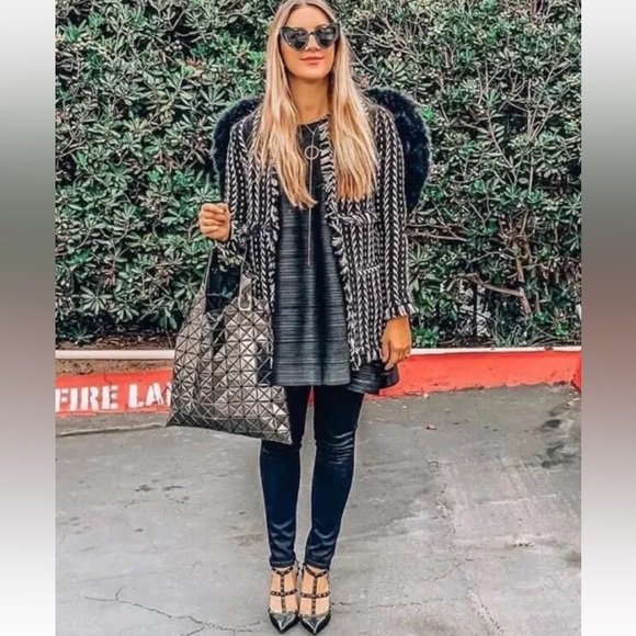 Cupcakes And Cashmere Bev Woven Jacket Tweed Coat Fringe, SMALL - Picture 3 of 7